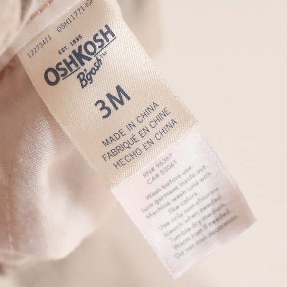 OshKosh B'gosh Light Tan Kids Overalls with Fun Stitching 3m - Picture 6 of 6